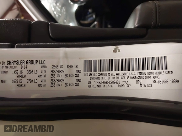 2015 Jeep Grand Cherokee Laredo with VIN 1C4RJFAG6FC606431, listed as a IAAI auction lot 41754182 with 99,987 mi miles. Bid and sale history available at carsss.com. Image 9.