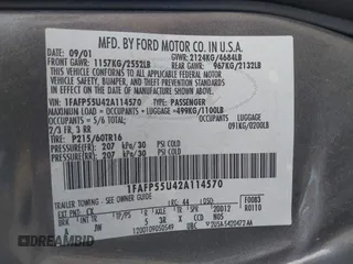 2002 Ford Taurus SES Standard с VIN 1FAFP55U42A114570, выставлен на аукционе IAAI как лот 42723316 с пробегом 120 191 миль миль и . История ставок и продаж доступна на DreamBid. Изображение 9.
