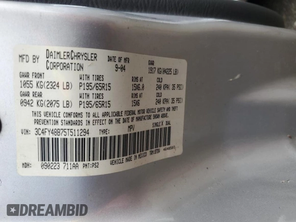 2005 Chrysler PT Cruiser with VIN 3C4FY48B75T511294, listed as a Copart auction lot 51507525 with 89,717 mi miles and Clean Title. Bid and sale history available at carsss.com. Image 13.