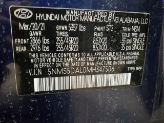 2021 Hyundai Santa Fe Calligraphy with VIN 5NMS5DAL0MH347506, listed as a Copart auction lot 50075545 with 44,307 mi miles and Non Repairable. Bid and sale history available at carsss.com. Image 15.