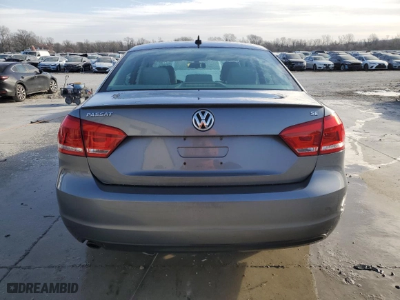 2012 Volkswagen Passat SE with VIN 1VWBH7A31CC108162, listed as a Copart auction lot 49001885 with 104,309 mi miles and Salvage Title. Bid and sale history available at carsss.com. Image 6.