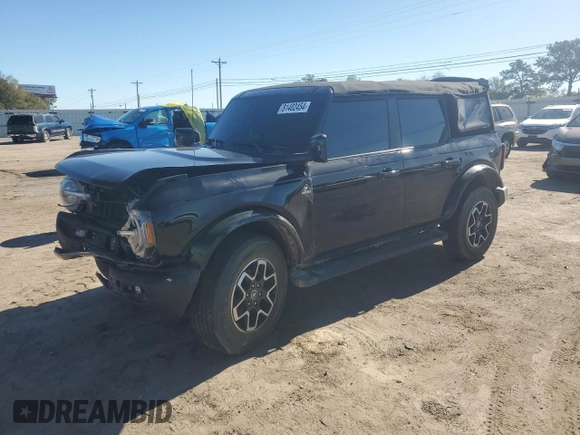 2023 Ford Bronco with VIN 1FMDE5BHXPLA82939, listed as a Copart auction lot 81402454 with 23,392 mi miles and Salvage Title. Bid and sale history available at DreamBid. Image 1.