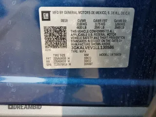 2020 GMC Terrain SLT with VIN 3GKALVEV1LL130586, listed as a Copart auction lot 59215235 with 61,039 mi miles and Salvage title. Bid and sale history available at DreamBid. Image 13.