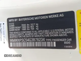 2016 MINI Hardtop z VIN WMWXP5C54G3B76234, wystawiony jako IAAI lot #41971876 z przebiegiem 34 800 mil mil oraz . Historia ofert i sprzedaży dostępna na DreamBid. Obrazek 9.