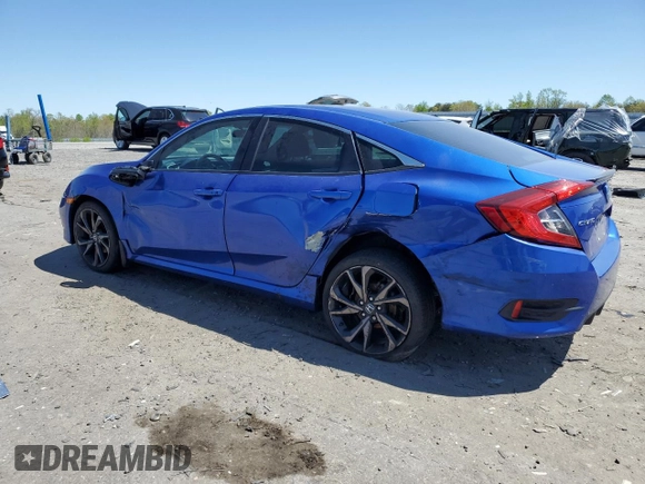 2019 Honda Civic Sport with VIN 19XFC2F86KE038109, listed as a Copart auction lot 53722175 with 89,615 mi miles and Salvage Title. Bid and sale history available at DreamBid. Image 2.