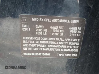 2018 Buick Regal Essence with VIN W04GP6SX3J1130707, listed as a IAAI auction lot 42341640 with 125,524 mi miles and . Bid and sale history available at DreamBid. Image 9.