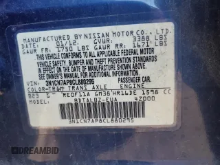 2012 Nissan Versa SV with VIN 3N1CN7AP8CL880295, listed as a Copart auction lot 46286555 with 140,207 mi miles and Salvage Title. Bid and sale history available at carsss.com. Image 12.