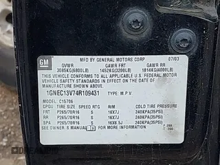 2004 Chevrolet Tahoe LS с VIN 1GNEC13V74R109431, выставлен на аукционе IAAI как лот 41851199 с пробегом 360 517 миль миль и . История ставок и продаж доступна на DreamBid. Изображение 9.