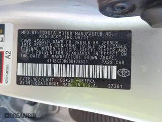 2011 Toyota Avalon with VIN 4T1BK3DB8BU428521, listed as a IAAI auction lot 41688565 with 200,170 mi miles. Bid and sale history available at carsss.com. Image 9.
