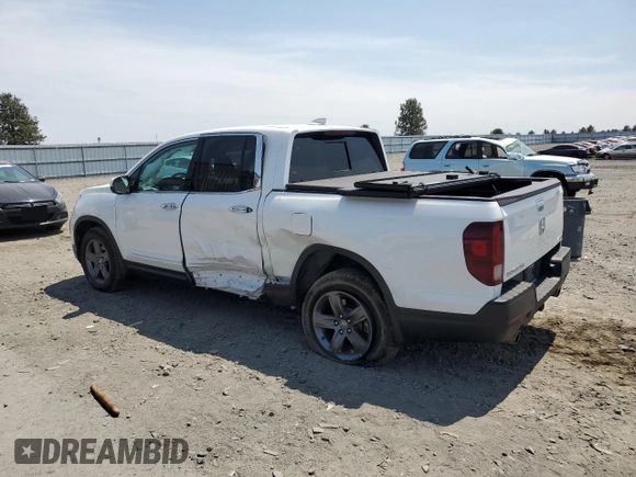 2021 Honda Ridgeline RTL-E with VIN 5FPYK3F79MB019714, listed as a Copart auction lot 62200195 with 35,842 mi miles and Salvage title. Bid and sale history available at DreamBid. Image 2.