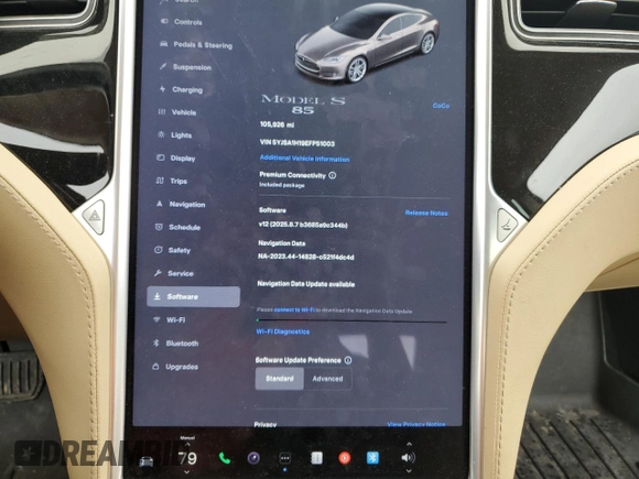 2014 Tesla Model S 60 with VIN 5YJSA1H19EFP51003, listed as a Copart auction lot 52164335 with 105,926 mi miles and Salvage Title. Bid and sale history available at DreamBid. Image 9.