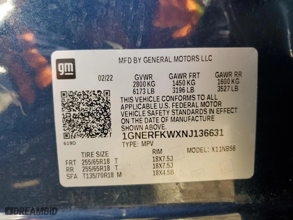 2022 Chevrolet Traverse LS with VIN 1GNERFKWXNJ136631, listed as a Copart auction lot 50404255 with 65,325 mi miles and Salvage Title. Bid and sale history available at carsss.com. Image 13.