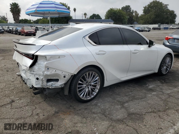 2023 Lexus IS with VIN JTHDA1D2XP5125048, listed as a Copart auction lot 76062634 with 35,717 mi miles and Salvage Title. Bid and sale history available at carsss.com. Image 3.