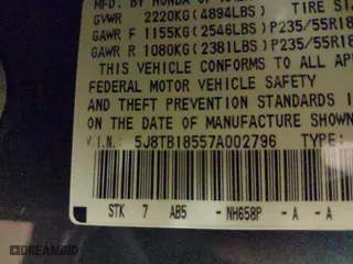 2007 Acura RDX Tech Pkg with VIN 5J8TB18557A002796, listed as a IAAI auction lot 41816462 with 213,066 mi miles. Bid and sale history available at carsss.com. Image 9.