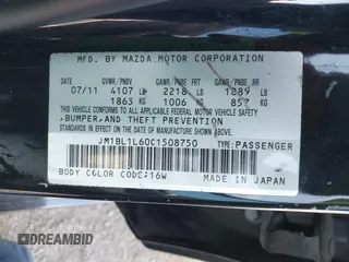 2012 Mazda 3 S Touring with VIN JM1BL1L60C1508750, listed as a IAAI auction lot 42165205 with 103,797 mi miles and . Bid and sale history available at DreamBid. Image 9.
