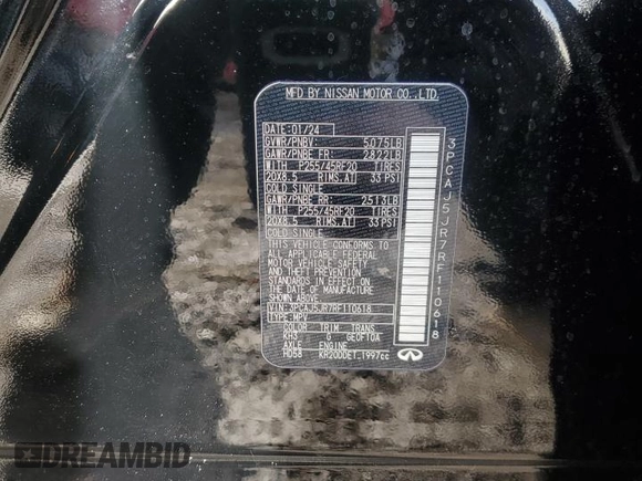 2024 Infiniti QX55 Luxe with VIN 3PCAJ5JR7RF110618, listed as a Copart auction lot 44208665 with 5,551 mi miles and Salvage Title. Bid and sale history available at DreamBid. Image 14.