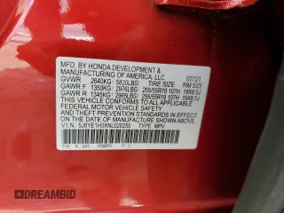 2022 Acura MDX with VIN 5J8YE1H3XNL020255, listed as a Copart auction lot 65458484 with 34,224 mi miles and Salvage Title. Bid and sale history available at carsss.com. Image 13.