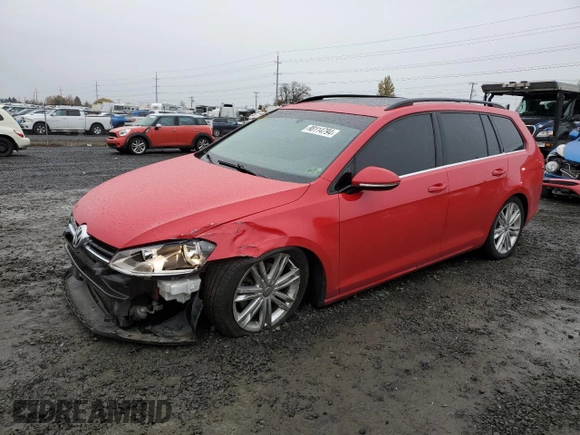 2015 Volkswagen Golf SportWagen TDI SEL with VIN 3VWCA7AU5FM510223, listed as a Copart auction lot 80114794 with 85,654 mi miles and Salvage Title. Bid and sale history available at carsss.com. Image 1.