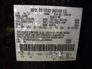 2013 Ford Edge Limited with VIN 2FMDK4KC8DBC58924, listed as a IAAI auction lot 41777046 with 210,617 mi miles. Bid and sale history available at carsss.com. Image 9.