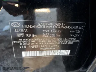 2020 Hyundai Sonata SEL with VIN 5NPEF4JA7LH060755, listed as a Copart auction lot 45765235 with 106,116 mi miles and Salvage Title. Bid and sale history available at carsss.com. Image 12.