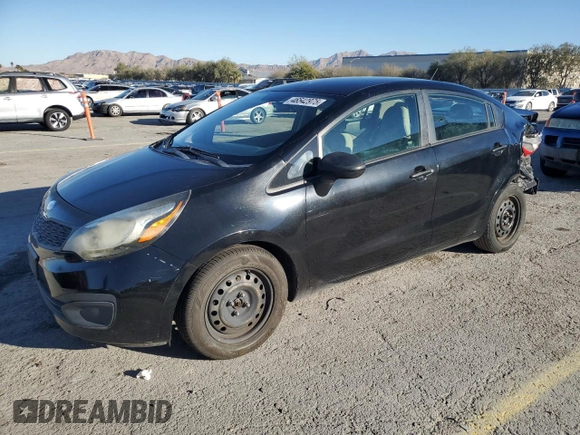 2013 Kia Rio LX with VIN KNADM4A38D6256604, listed as a Copart auction lot 46542975 with 134,470 mi miles and Salvage Title. Bid and sale history available at carsss.com. Image 1.