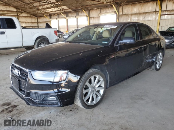 2014 Audi A4 Premium with VIN WAUBFAFL1EN025074, listed as a Copart auction lot 51700855 with 104,662 mi miles and Salvage Title. Bid and sale history available at carsss.com. Image 1.