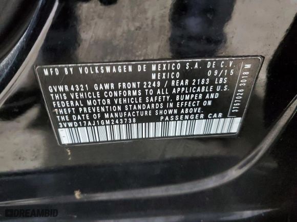 2016 Volkswagen Jetta Sedan 1.8T Sport with VIN 3VWD17AJ1GM243738, listed as a Copart auction lot 48335375 with 133,348 mi miles and Salvage Title. Bid and sale history available at carsss.com. Image 12.