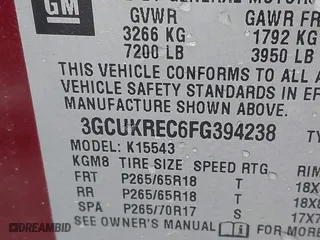 2015 Chevrolet Silverado 1500 LT with VIN 3GCUKREC6FG394238, listed as a IAAI auction lot 41367339 with 1 mi miles. Bid and sale history available at carsss.com. Image 9.