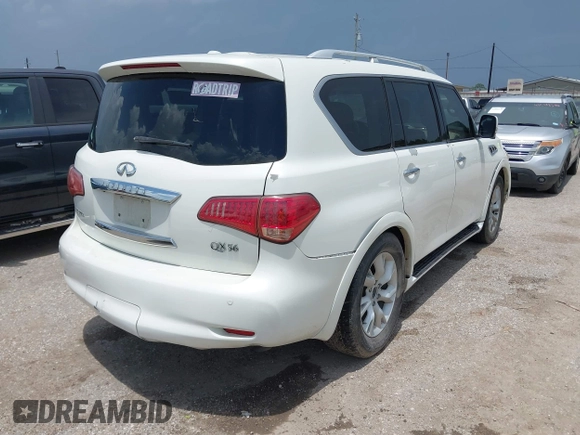 2012 Infiniti QX56 8-passenger with VIN JN8AZ2ND4C9716728, listed as a IAAI auction lot 42501339 with 216,302 mi miles and . Bid and sale history available at DreamBid. Image 4.