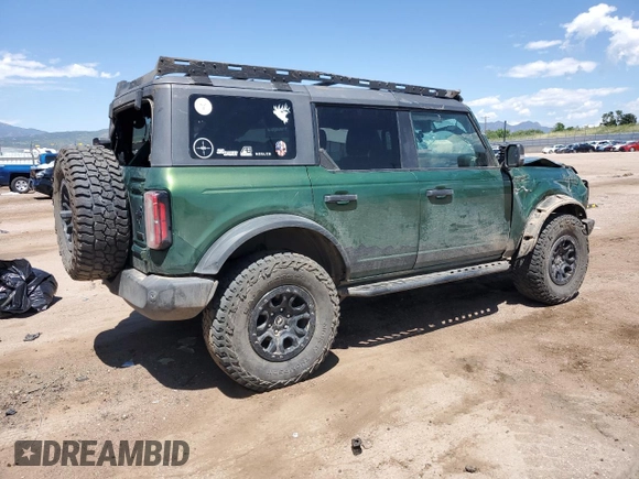 2022 Ford Bronco с VIN 1FMEE5DP0NLA72491, выставлен на аукционе Copart как лот 62482815 с пробегом 80 184 миль миль и Списание • Salvage title. История ставок и продаж доступна на DreamBid. Изображение 3.