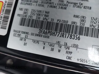 2018 Ford Fusion SE with VIN 3FA6P0H77JR178356, listed as a IAAI auction lot 41970854 with 167,623 mi miles. Bid and sale history available at carsss.com. Image 9.