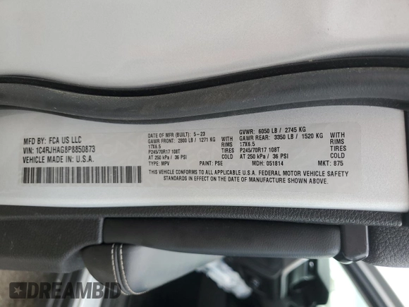 2023 Jeep Grand Cherokee Altitude with VIN 1C4RJHAG8P8850873, listed as a Copart auction lot 56918625 with 23,323 mi miles and Salvage title. Bid and sale history available at DreamBid. Image 13.