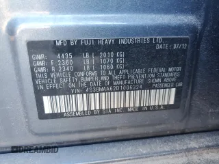 2013 Subaru Legacy 2.5i with VIN 4S3BMAA62D1006324, listed as a Copart auction lot 42711155 with 104,190 mi miles and Salvage title. Bid and sale history available at DreamBid. Image 12.
