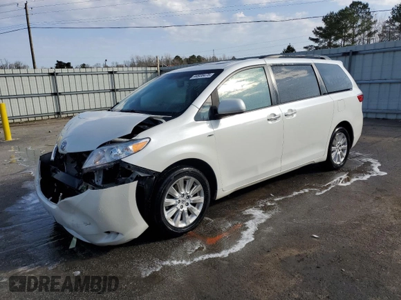 2016 Toyota Sienna Ltd with VIN 5TDDK3DC8GS131573, listed as a Copart auction lot 44938475 with 163,010 mi miles and Salvage Title. Bid and sale history available at carsss.com. Image 1.