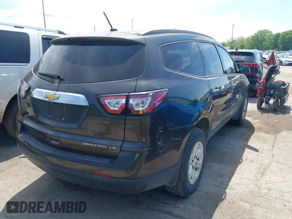 2015 Chevrolet Traverse LS z VIN 1GNKRFED1FJ152781, wystawiony jako IAAI lot #42279336 z przebiegiem 131 491 mil mil oraz . Historia ofert i sprzedaży dostępna na DreamBid. Obrazek 4.