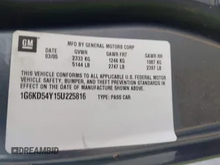 2005 Cadillac DeVille z VIN 1G6KD54Y15U225816, wystawiony jako IAAI lot #41846992 z przebiegiem 134 707 mil mil oraz . Historia ofert i sprzedaży dostępna na DreamBid. Obrazek 9.