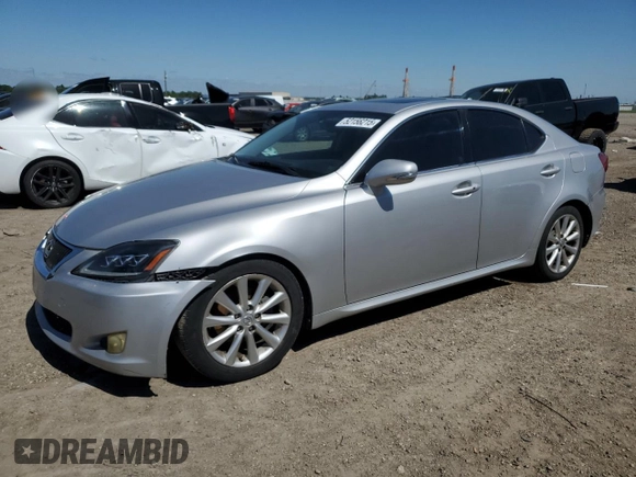 2009 Lexus IS 250 with VIN JTHBK262492089904, listed as a Copart auction lot 52156215 with 181,563 mi miles and Salvage Title. Bid and sale history available at carsss.com. Image 1.