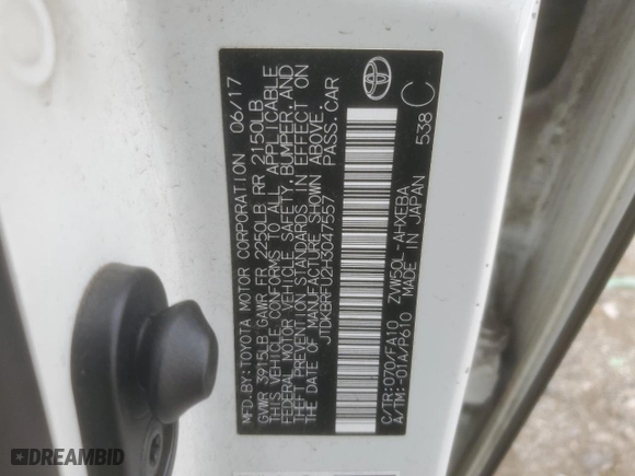 2017 Toyota Prius Two with VIN JTDKBRFU2H3047557, listed as a Copart auction lot 48990185 with 172,088 mi miles and Salvage Title. Bid and sale history available at carsss.com. Image 13.