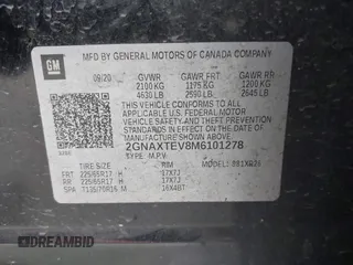 2021 Chevrolet Equinox LT with VIN 2GNAXTEV8M6101278, listed as a IAAI auction lot 40582629 with 64,698 mi miles and . Bid and sale history available at DreamBid. Image 9.