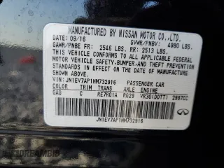 2017 Infiniti Q50 Premium с VIN JN1EV7AP1HM732916, выставлен на аукционе Copart как лот 57549395 с пробегом 86 913 миль миль и Списание • Salvage title. История ставок и продаж доступна на DreamBid. Изображение 12.