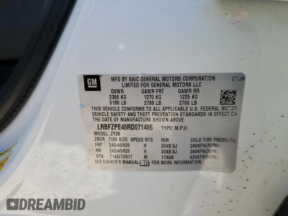 2024 Buick Envision Sport Touring with VIN LRBFZPE48RD071486, listed as a Copart auction lot 50210955 with 3,744 mi miles and Salvage Title. Bid and sale history available at carsss.com. Image 13.