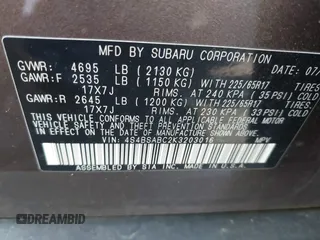 2019 Subaru Outback with VIN 4S4BSABC2K3203016, listed as a IAAI auction lot 42156340 with 68,707 mi miles and . Bid and sale history available at DreamBid. Image 9.