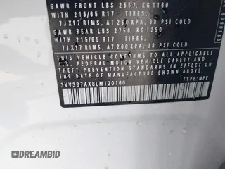 2020 Volkswagen Tiguan SE z VIN 3VV3B7AX8LM120160, wystawiony jako IAAI lot #42316791 z przebiegiem 38 702 mil mil oraz . Historia ofert i sprzedaży dostępna na DreamBid. Obrazek 9.