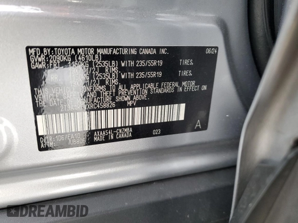 2024 Toyota RAV4 XLE Premium with VIN 2T3A1RFVXRC458826, listed as a Copart auction lot 41508165 with 22,498 mi miles and Salvage Title. Bid and sale history available at carsss.com. Image 15.