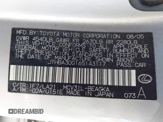 2006 Lexus ES 350 with VIN JTHBA30G165143117, listed as a IAAI auction lot 42004557 with 203,573 mi miles and . Bid and sale history available at DreamBid. Image 9.