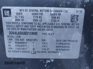 2014 Chevrolet Equinox LS with VIN 2GNALAEK0E6124688, listed as a IAAI auction lot 41634417 with 194,778 mi miles. Bid and sale history available at carsss.com. Image 9.