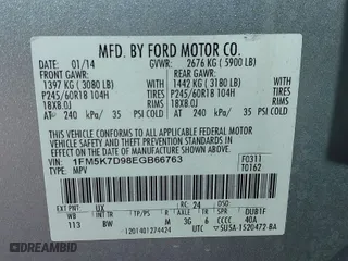 2014 Ford Explorer XLT with VIN 1FM5K7D98EGB66763, listed as a IAAI auction lot 40933042 with 126,929 mi miles. Bid and sale history available at carsss.com. Image 9.