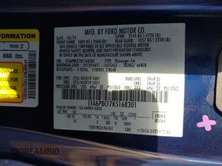 2019 Ford Mustang GT with VIN 1FA6P8CF7K5168301, listed as a IAAI auction lot 41778396 with 52,012 mi miles. Bid and sale history available at carsss.com. Image 9.