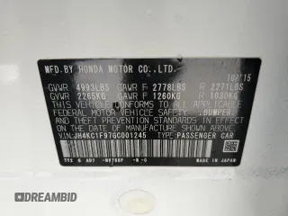 2016 Acura RLX Advance z VIN JH4KC1F97GC001245, wystawiony jako Copart lot #47697885 z przebiegiem 83 715 mil mil oraz Szkody całkowita. Historia ofert i sprzedaży dostępna na DreamBid. Obrazek 12.