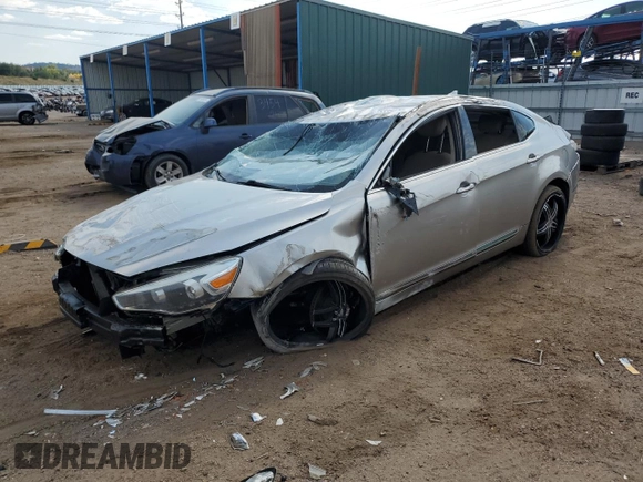 2014 Kia Cadenza Premium with VIN KNALN4D77E5126487, listed as a Copart auction lot 75335474 with 0 mi miles and Salvage Title. Bid and sale history available at carsss.com. Image 1.